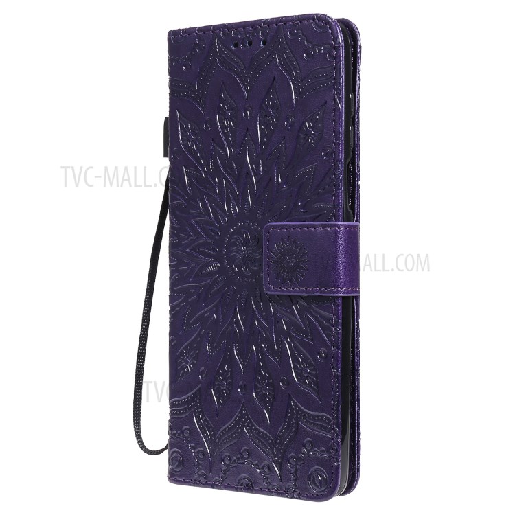 Wallet Stand Design Flower Pattern Imprinting PU Leather Phone Cover for Motorola Moto G100/Edge S - Purple-2