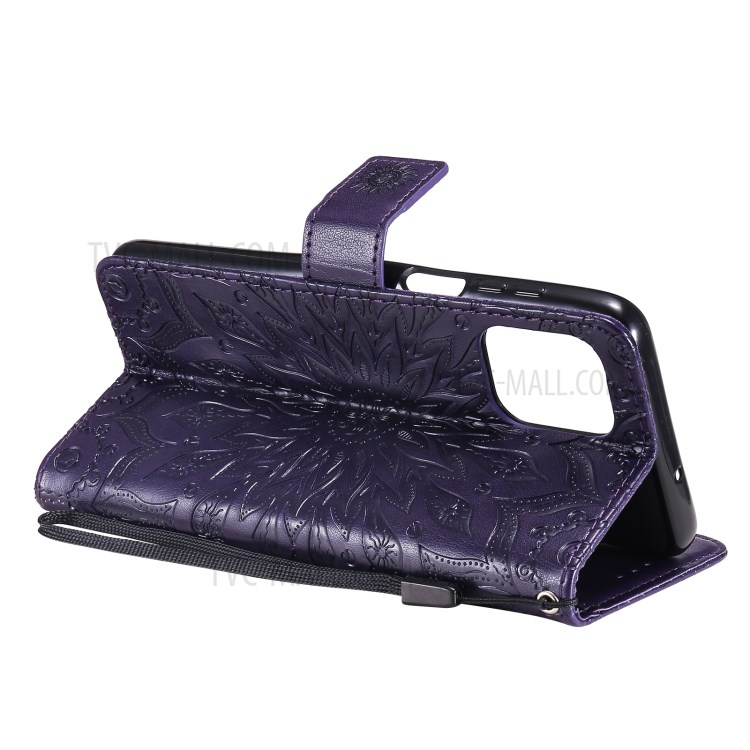 Wallet Stand Design Flower Pattern Imprinting PU Leather Phone Cover for Motorola Moto G100/Edge S - Purple-4