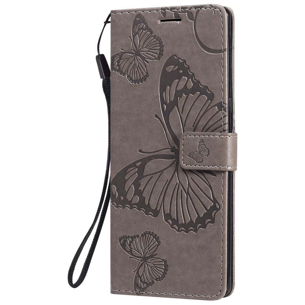 Wallet Design Butterflies Pattern Imprinting Leather Stand Case for Motorola Moto G10/G30 - Grey-2