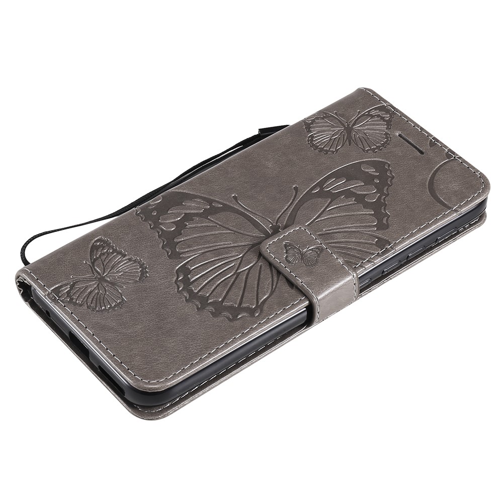 Wallet Design Butterflies Pattern Imprinting Leather Stand Case for Motorola Moto G10/G30 - Grey-7