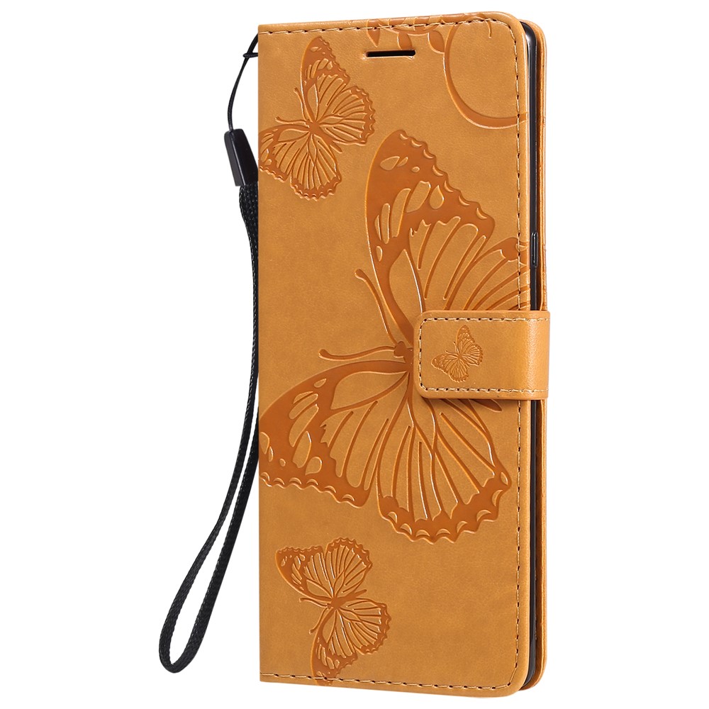 Wallet Design Butterflies Pattern Imprinting Leather Stand Case for Motorola Moto G10/G30 - Yellow-2