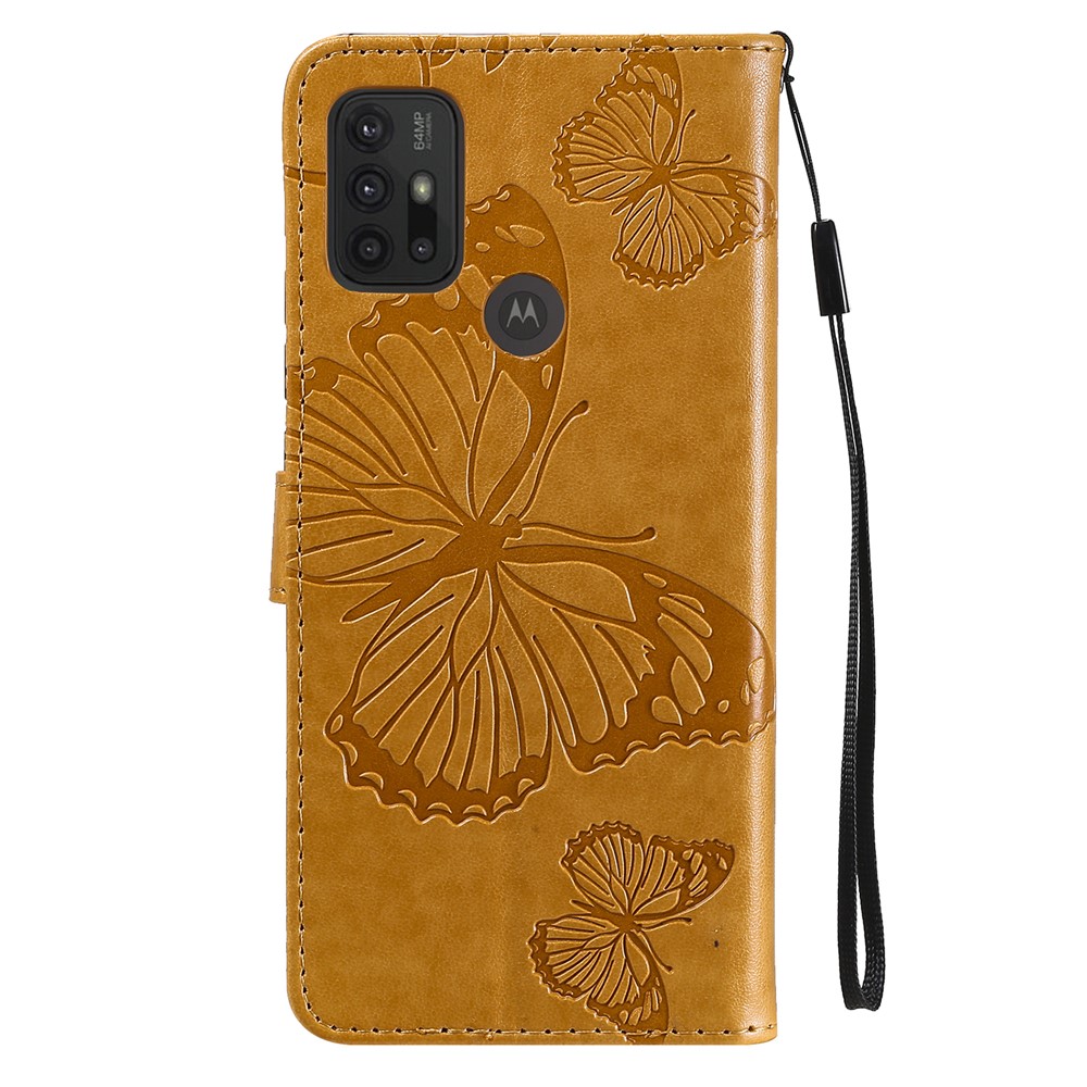 Wallet Design Butterflies Pattern Imprinting Leather Stand Case for Motorola Moto G10/G30 - Yellow-3