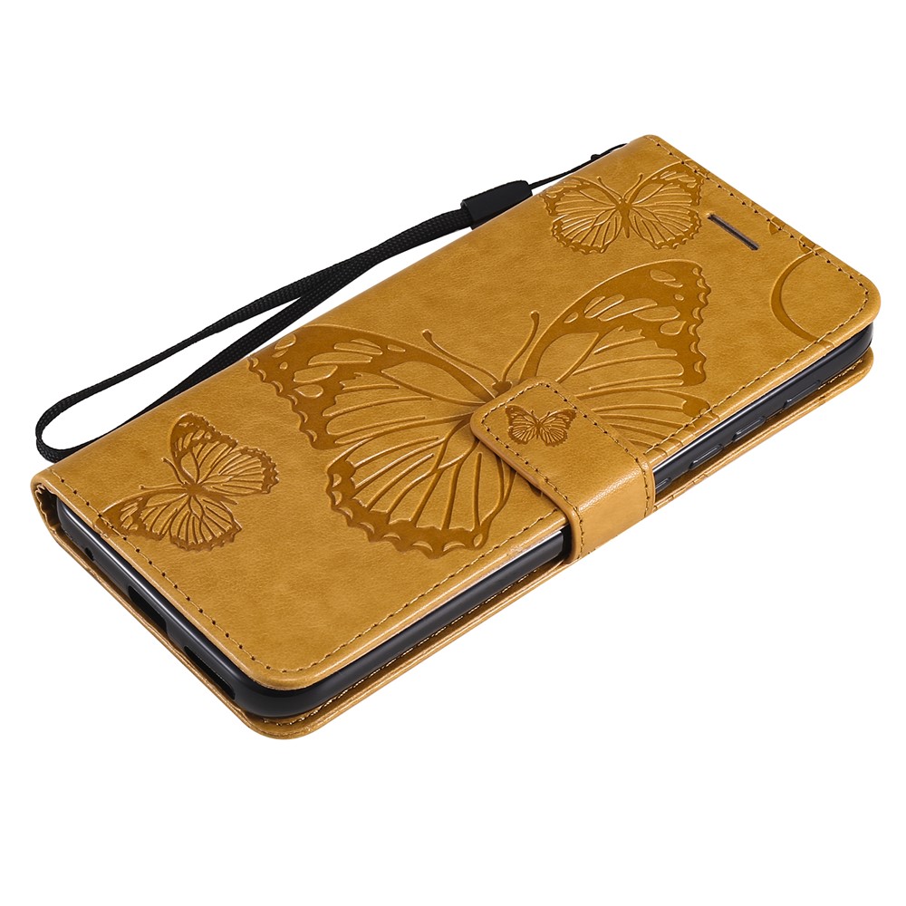 Wallet Design Butterflies Pattern Imprinting Leather Stand Case for Motorola Moto G10/G30 - Yellow-7