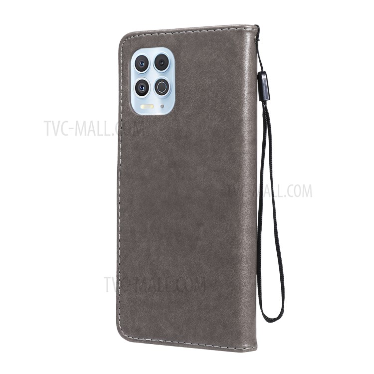 Magnetic Closing Cat and Bee Pattern Imprinting Wallet Stand Leather Case for Motorola Moto G100/Edge S - Grey-3