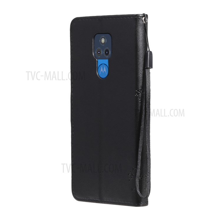 Imprinted Cat Tree Leather Phone Case with Stand Wallet for Motorola Moto G Play (2021) - Black-3