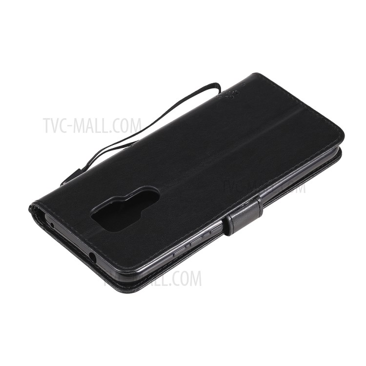 Imprinted Cat Tree Leather Phone Case with Stand Wallet for Motorola Moto G Play (2021) - Black-9