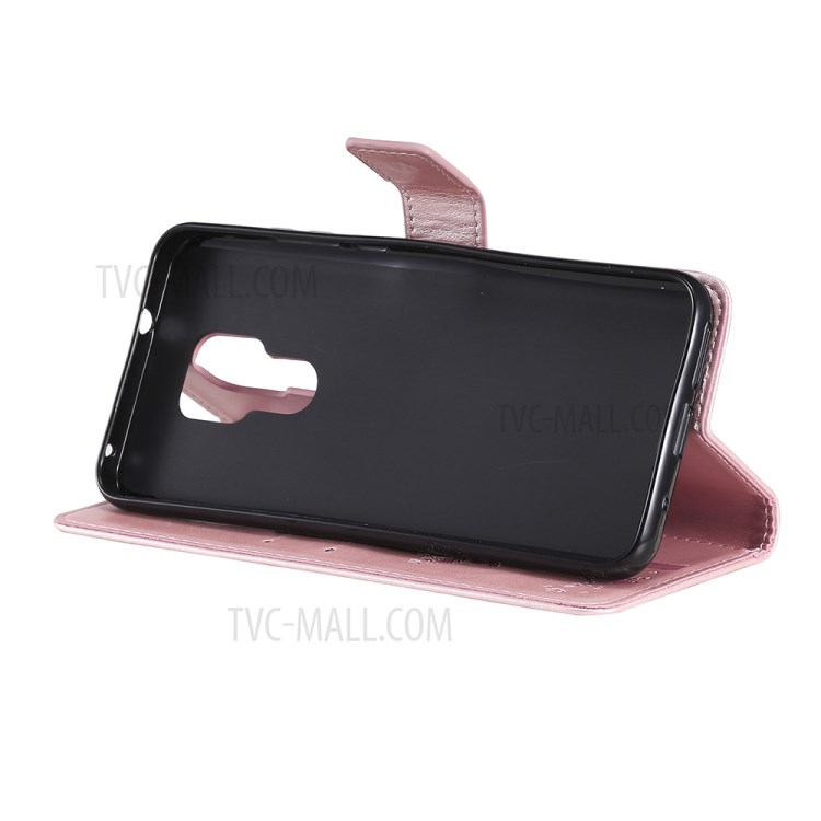 Imprinted Cat Tree Leather Phone Case with Stand Wallet for Motorola Moto G Play (2021) - Rose Gold-7