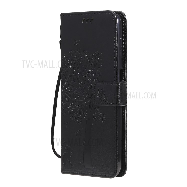 Imprint Cat Tree Full Protection PU Leather Wallet Phone Stand Case Cover with Strap for Motorola Moto G Power (2021) - Black-2