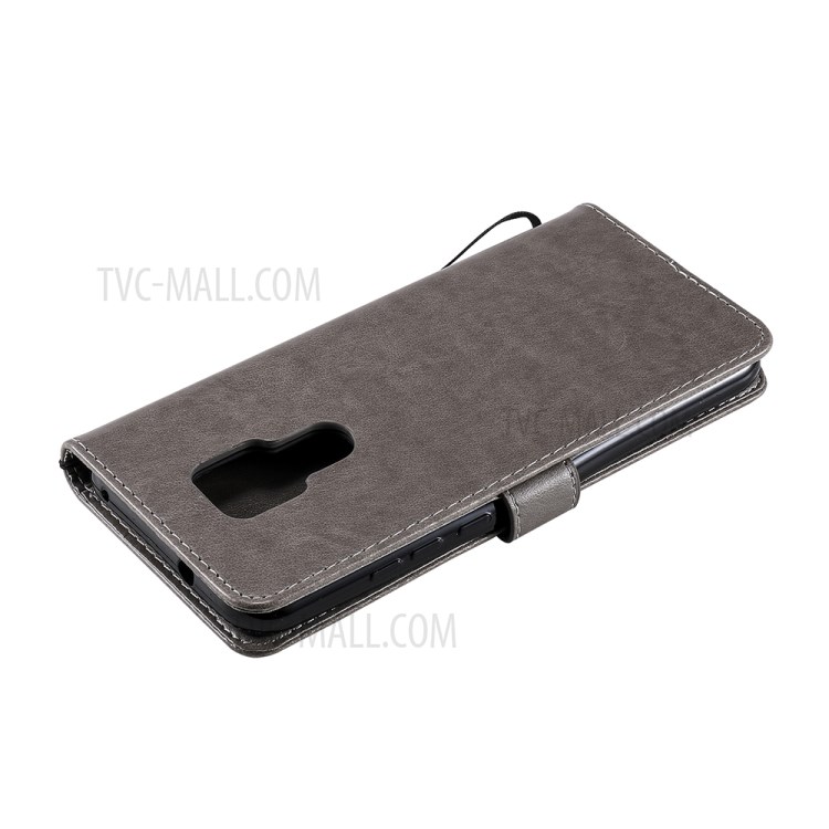 Cat and Bee Pattern Imprinting Wallet Stand Design Folio Flip Leather Case for Motorola Moto G Play (2021) - Grey-10