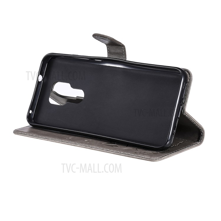 Cat and Bee Pattern Imprinting Wallet Stand Design Folio Flip Leather Case for Motorola Moto G Play (2021) - Grey-8