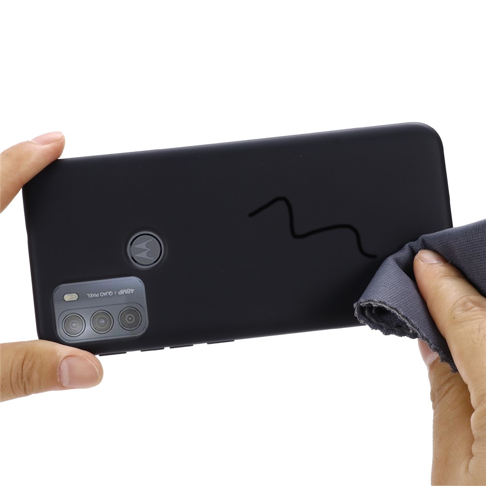 Multiple Color Liquid Silicone Phone Protective Shell with Strap for Motorola Moto G50 - Black-4