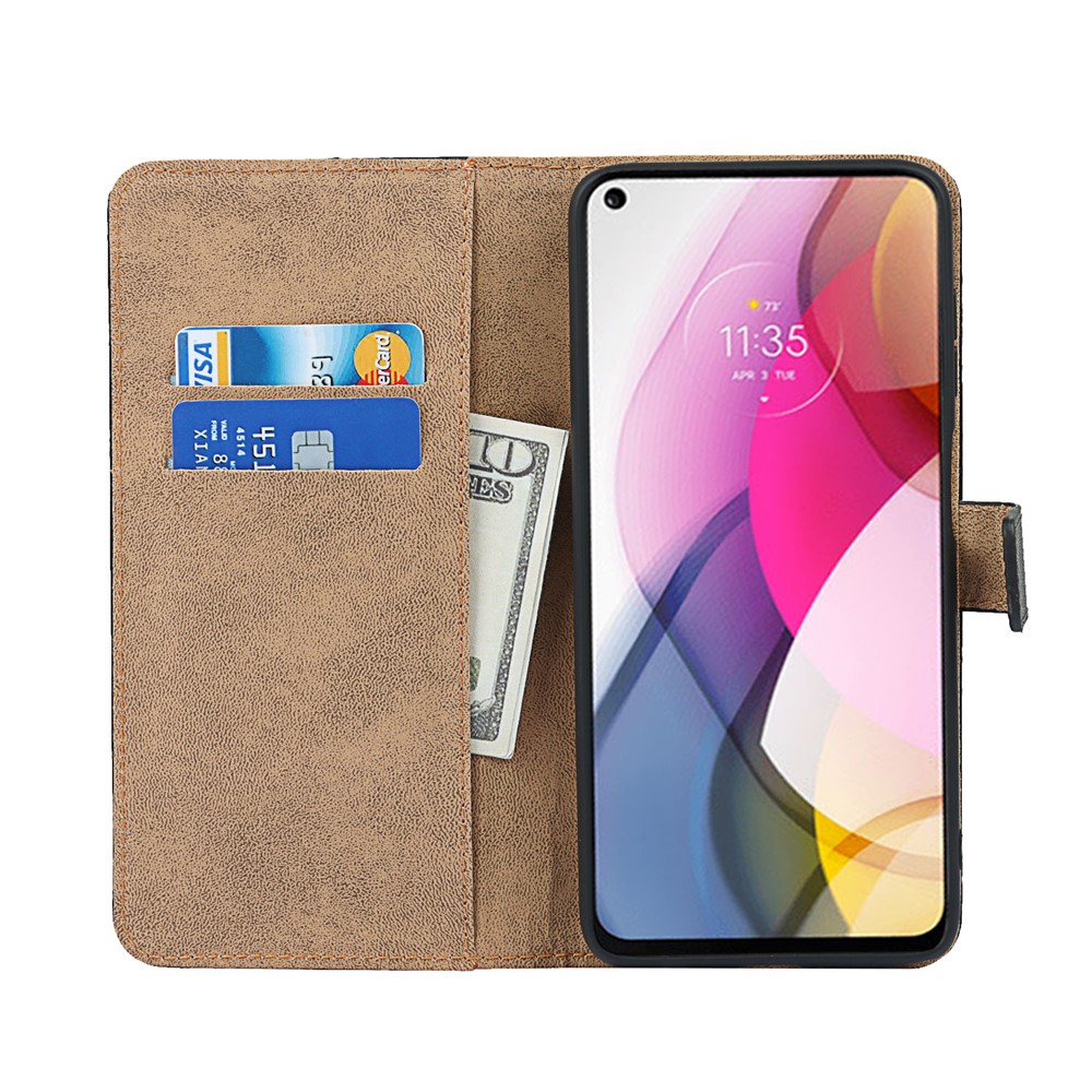 Split Leather Wallet Cover Cell Phone Stand Case for Motorola Moto G Pro-6