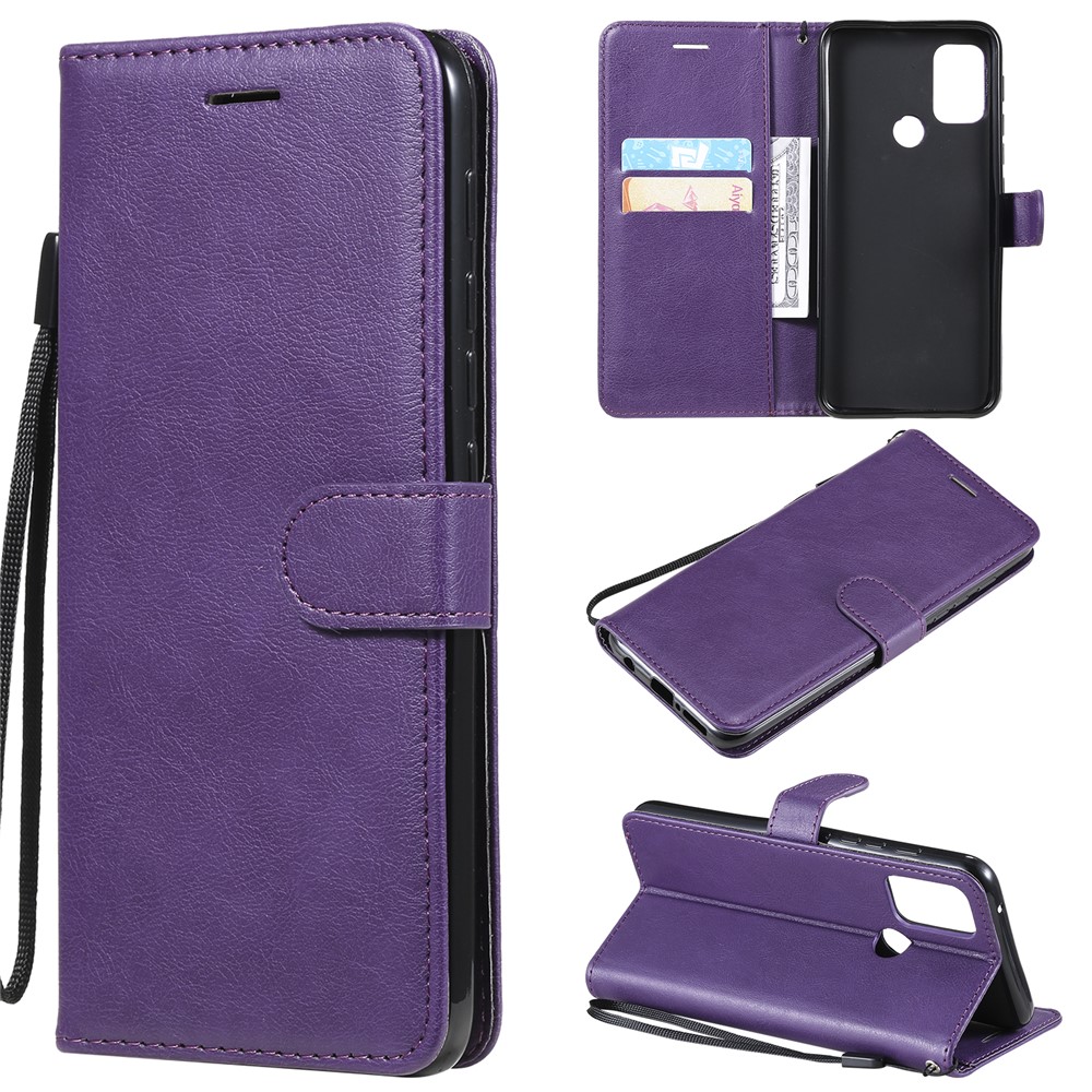 Wallet Stand Leather Phone Casing with Strap Casing for Motorola Moto G50 - Purple-12