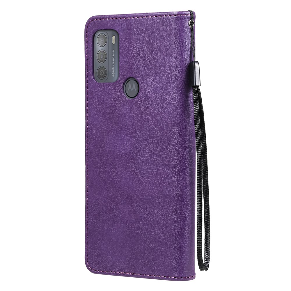 Wallet Stand Leather Phone Casing with Strap Casing for Motorola Moto G50 - Purple-3