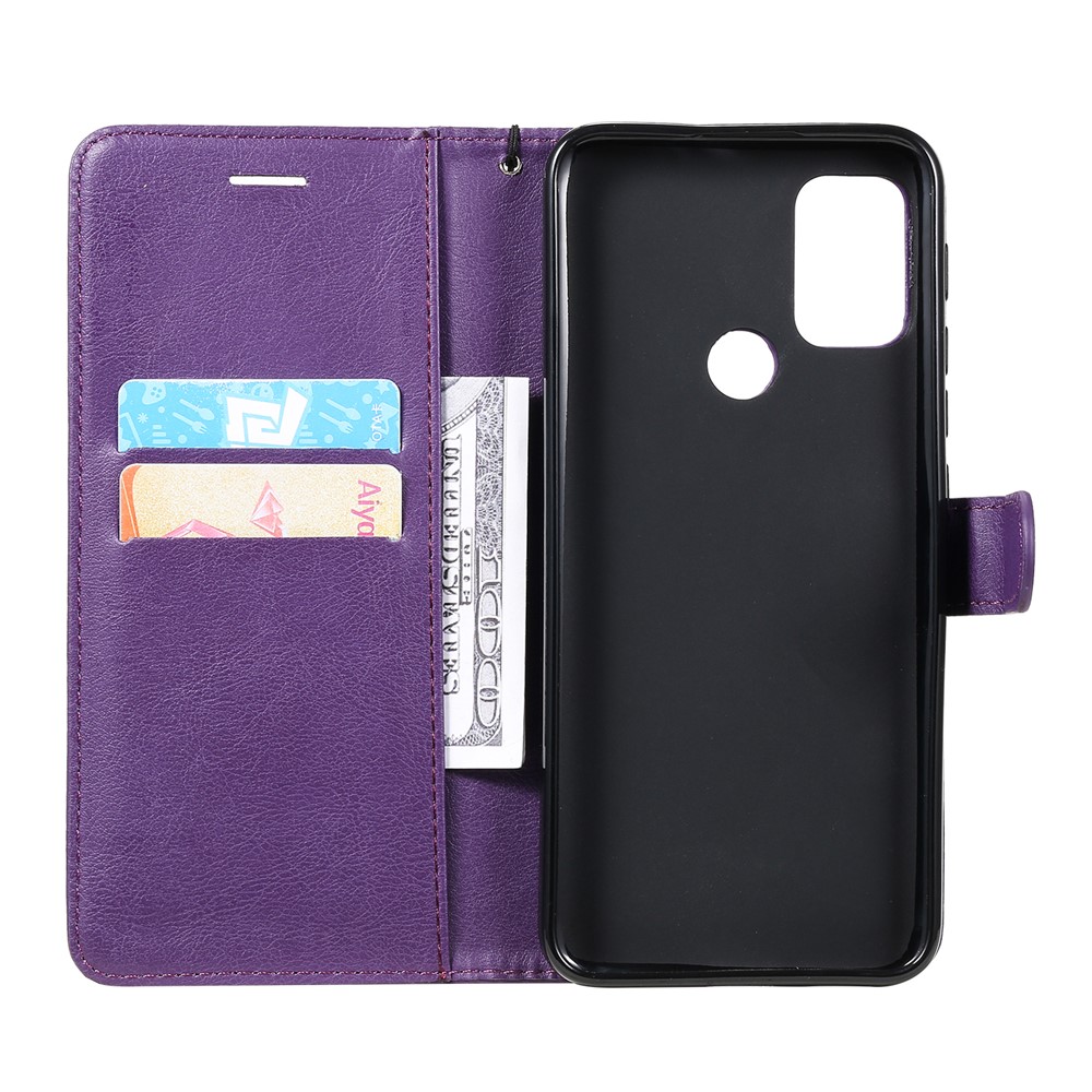 Wallet Stand Leather Phone Casing with Strap Casing for Motorola Moto G50 - Purple-4