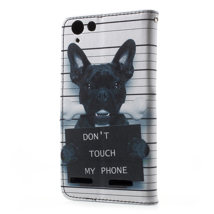 Patterned Leather Wallet Case for Lenovo Vibe K5 / Vibe K5 Plus - Dog and Do Not Touch My Phone-2