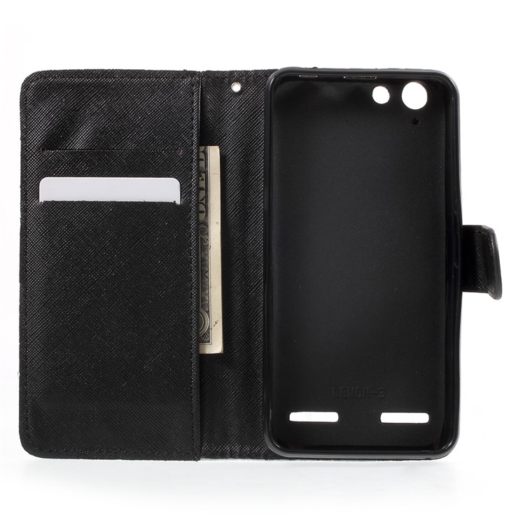 Patterned Leather Wallet Case for Lenovo Vibe K5 / Vibe K5 Plus - Dog and Do Not Touch My Phone-4