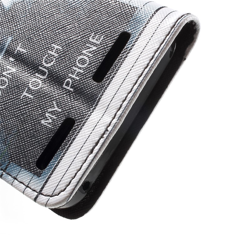 Patterned Leather Wallet Case for Lenovo Vibe K5 / Vibe K5 Plus - Dog and Do Not Touch My Phone-7