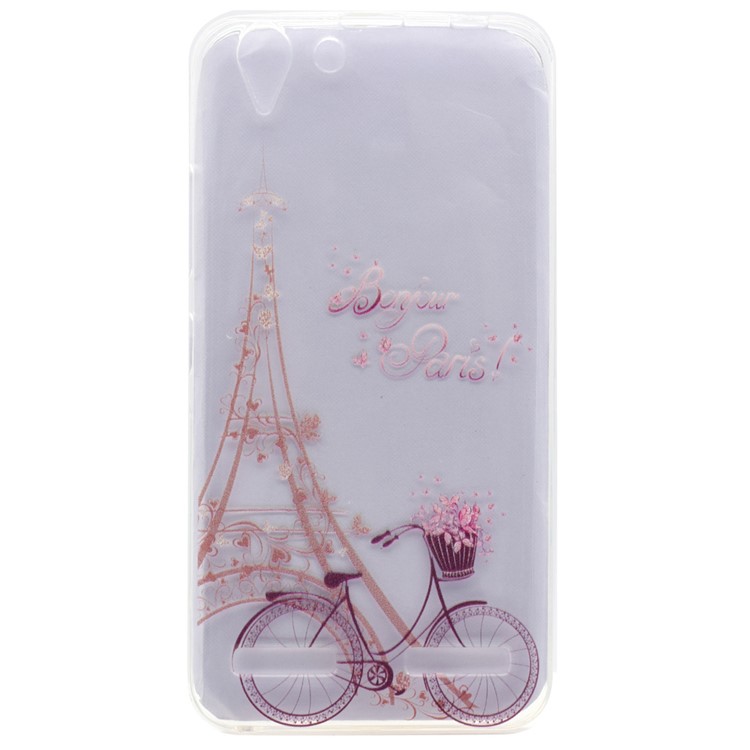 Patterned TPU Gel Cover for Lenovo Vibe K5 / Vibe K5 Plus - Eiffel Tower and Bike-1