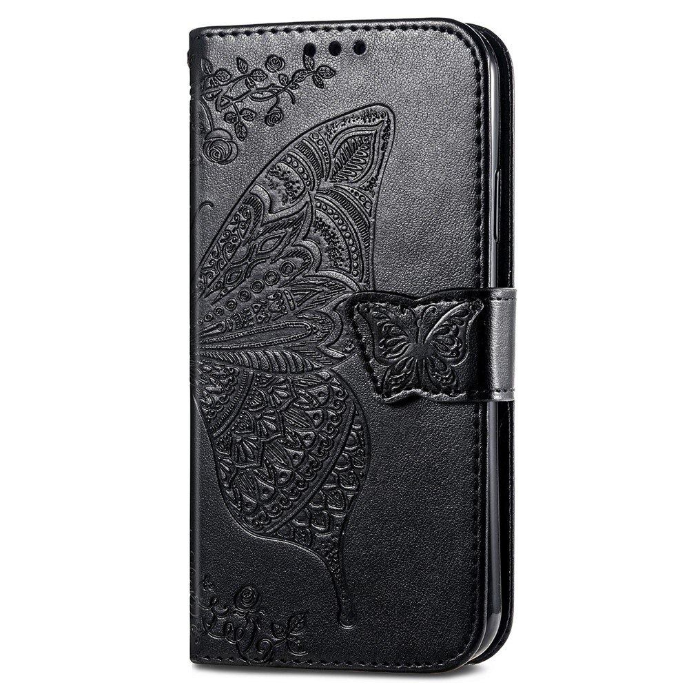 Imprinted Butterfly Flower Pattern Leather Wallet Stand Phone Cover Case for Motorola Edge 20 Lite - Black-2