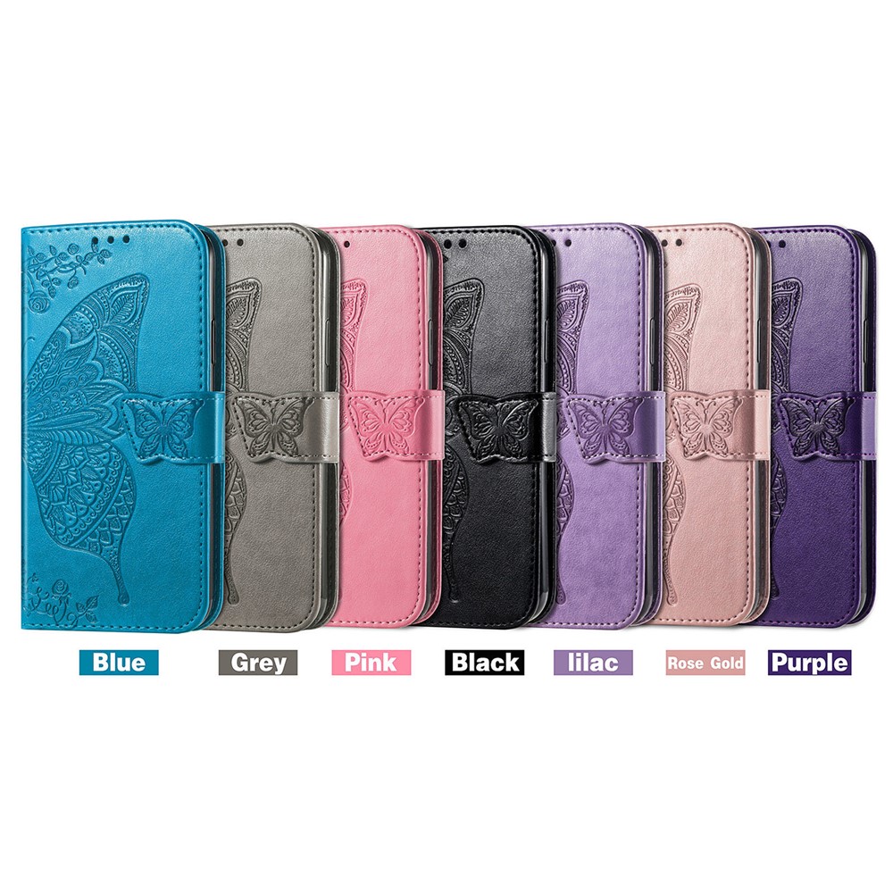 Imprinted Butterfly Flower Pattern Leather Wallet Stand Phone Cover Case for Motorola Edge 20 Lite - Black-8