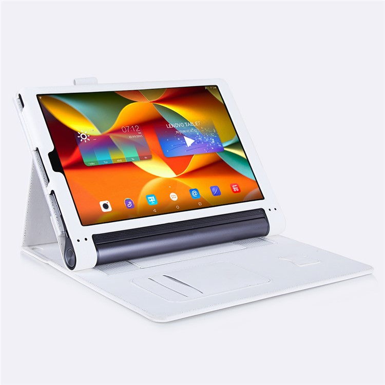 Litchi Texture Leather Stand Detachable Cover with Elastic Strap for Lenovo Yoga Tab 3 Pro 10.1 X90f - White-3