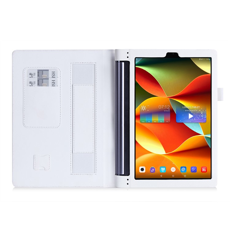 Litchi Texture Leather Stand Detachable Cover with Elastic Strap for Lenovo Yoga Tab 3 Pro 10.1 X90f - White-6