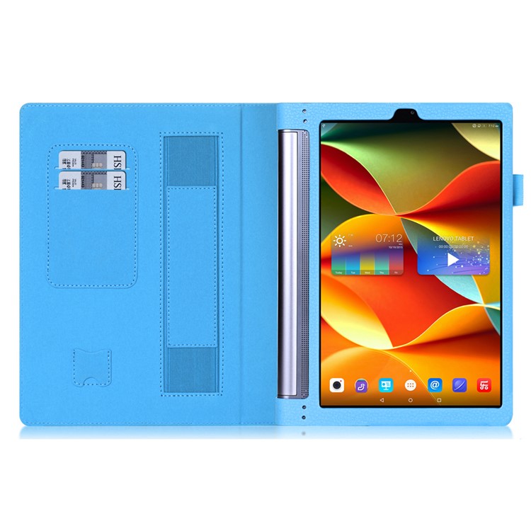 Litchi Texture Elastic Strap Leather Detachable Cover for Lenovo Yoga Tab 3 Pro 10.1 X90f - Blue-3