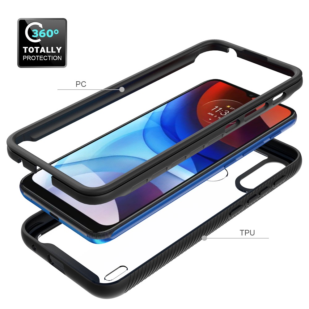 Solid Color Bumper TPU + PC + Acrylic Shock-Absorbed Phone Cover Hybrid Case for Motorola Moto E7 Power - Black-2