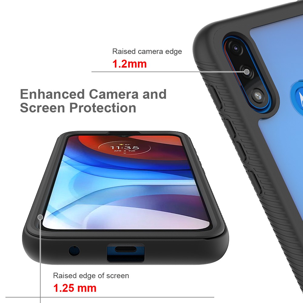 Solid Color Bumper TPU + PC + Acrylic Shock-Absorbed Phone Cover Hybrid Case for Motorola Moto E7 Power - Black-3