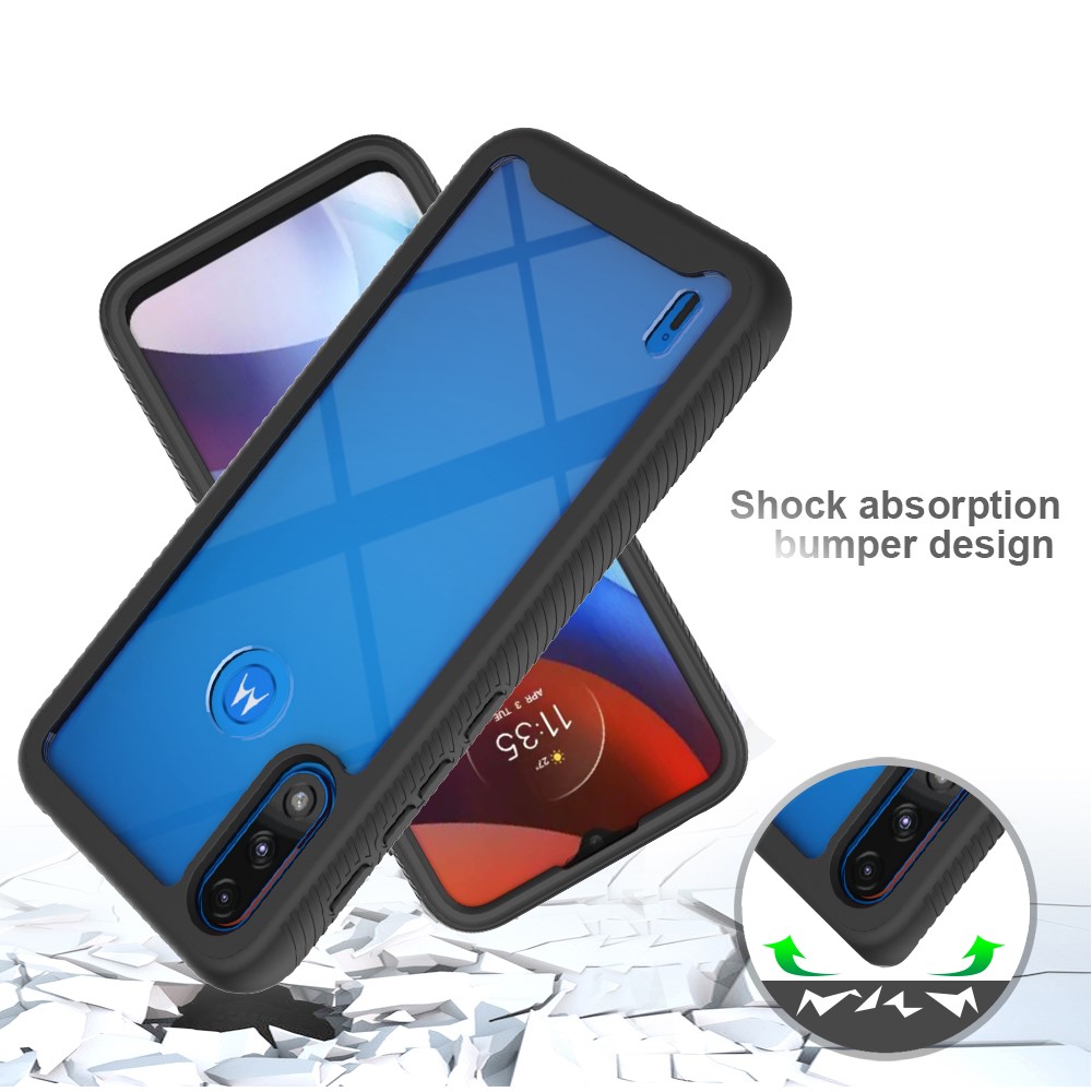 Solid Color Bumper TPU + PC + Acrylic Shock-Absorbed Phone Cover Hybrid Case for Motorola Moto E7 Power - Black-4