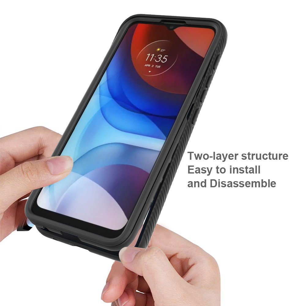 Solid Color Bumper TPU + PC + Acrylic Shock-Absorbed Phone Cover Hybrid Case for Motorola Moto E7 Power - Black-5
