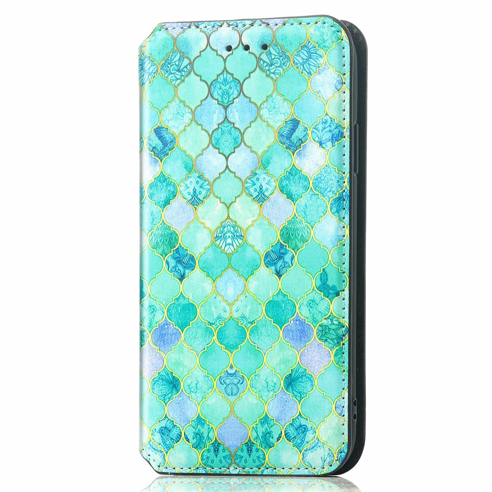 CASENEO 001 Series Full-Protective Adjustable Stand RFID Blocking Function Pattern Printing Leather Wallet Phone Cover Shell for Motorola Edge 20 Pro - Emerald-2