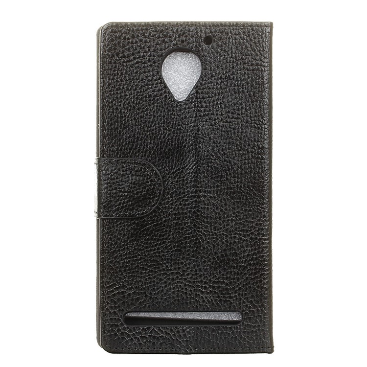 Litchi Texture Leather Wallet Stand Case for Lenovo Vibe C2 Power - Black-2