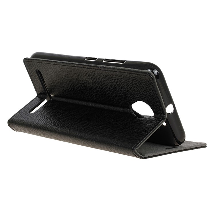 Litchi Texture Leather Wallet Stand Case for Lenovo Vibe C2 Power - Black-6