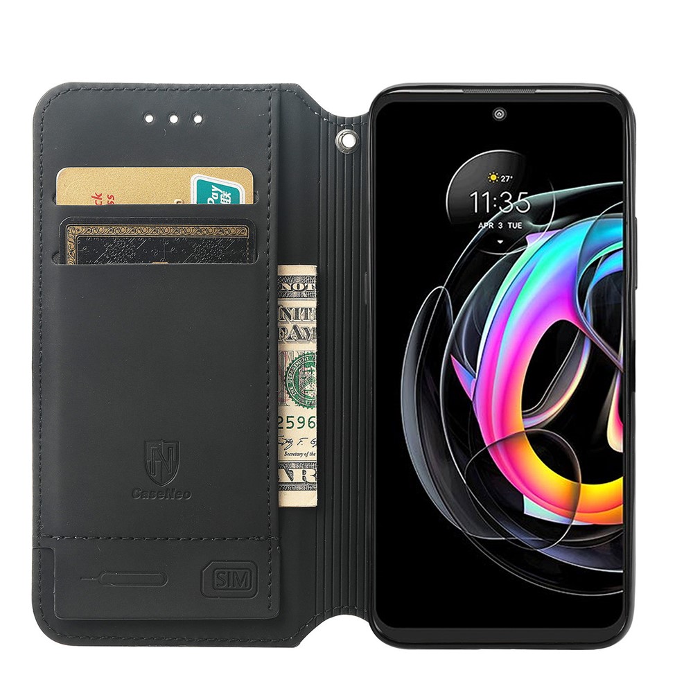 CASENEO 001 Series Foldable Stand Design RFID Blocking Pattern Printing Leather Phone Cover Shell with Wallet for Motorola Edge 20 Lite - Colorful Honeycomb-5