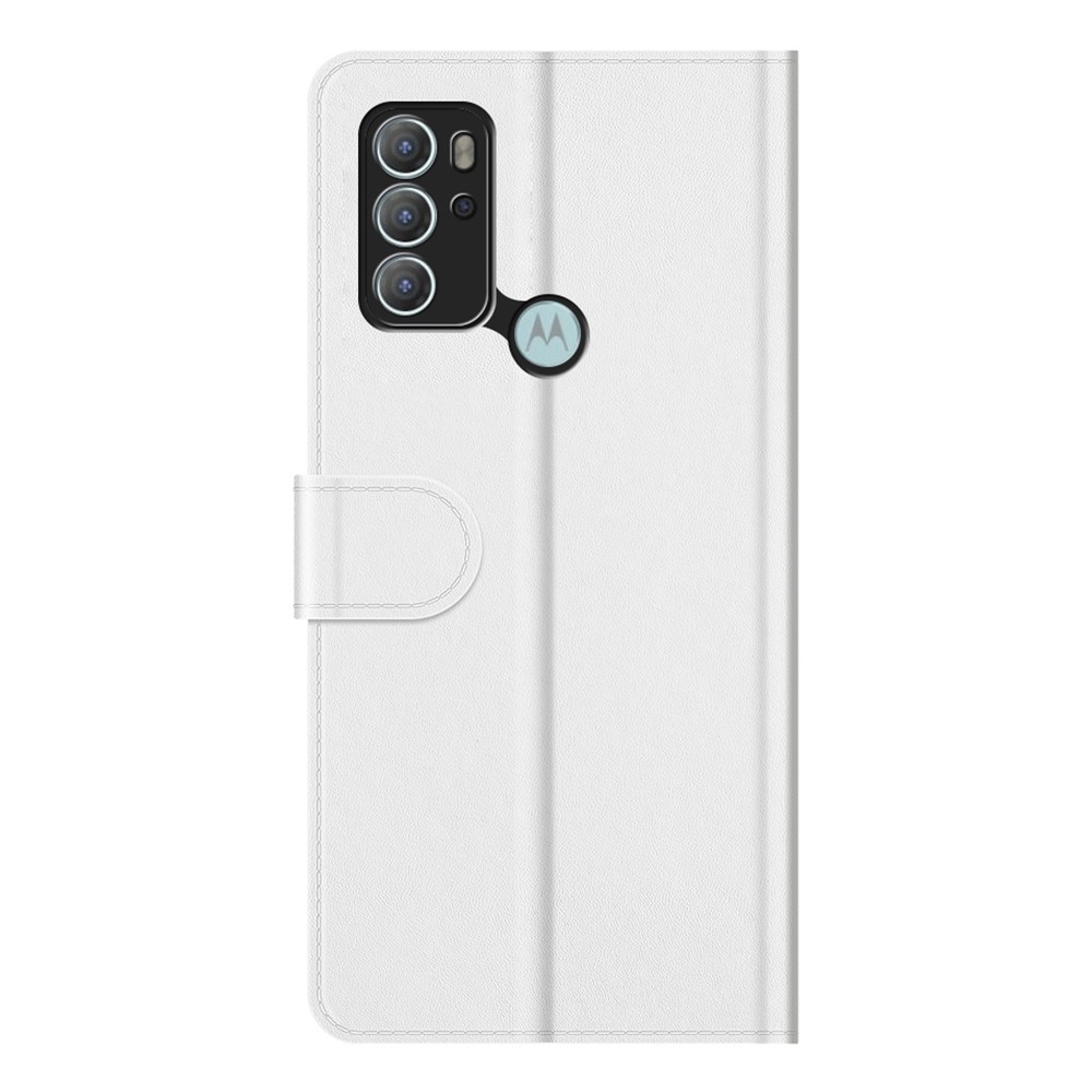 Flip Phone Cover Crazy Horse Texture Shock Resistant Protective Leather Wallet Stand Case for Motorola Moto G60S - White-7