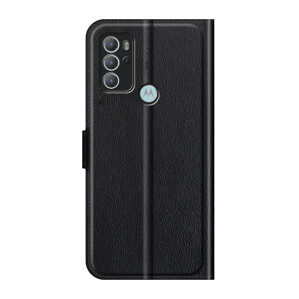 Litchi Texture Folio Flip Leather Case Wallet Stand Phone Cover for Motorola Moto G60S - Black-3