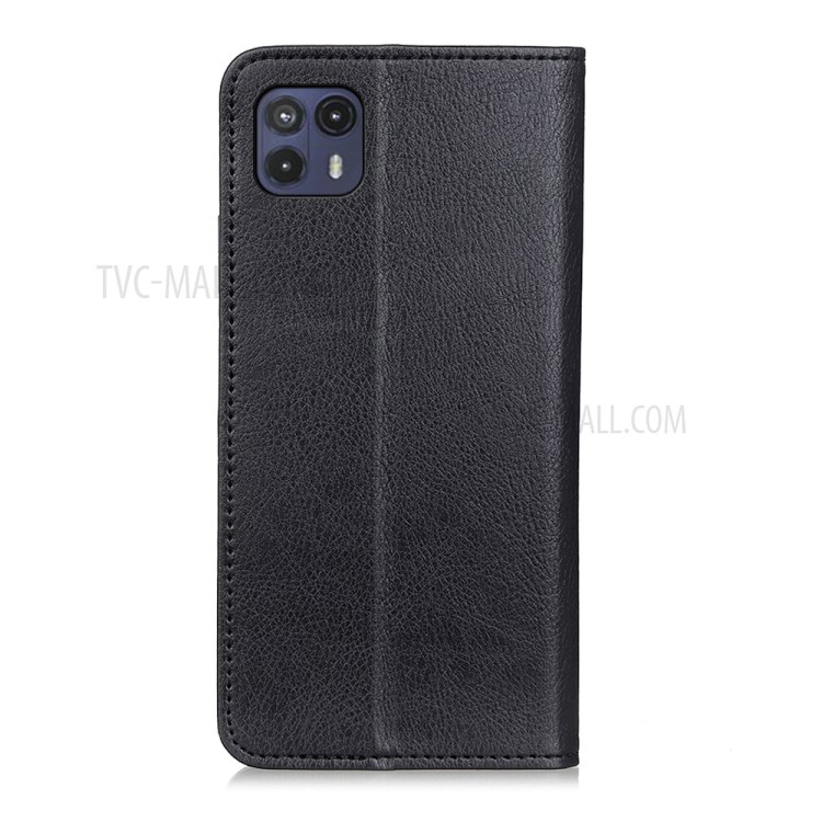 Litchi Texture Split Leather Auto-absorbed Flip Wallet Stand Case for Motorola Moto G50 5G - Black-3