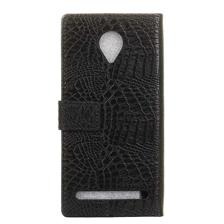 Crocodile Texture Wallet Leather Phone Case for Lenovo Vibe C2 Power - Black-2