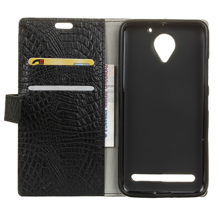 Crocodile Texture Wallet Leather Phone Case for Lenovo Vibe C2 Power - Black-4
