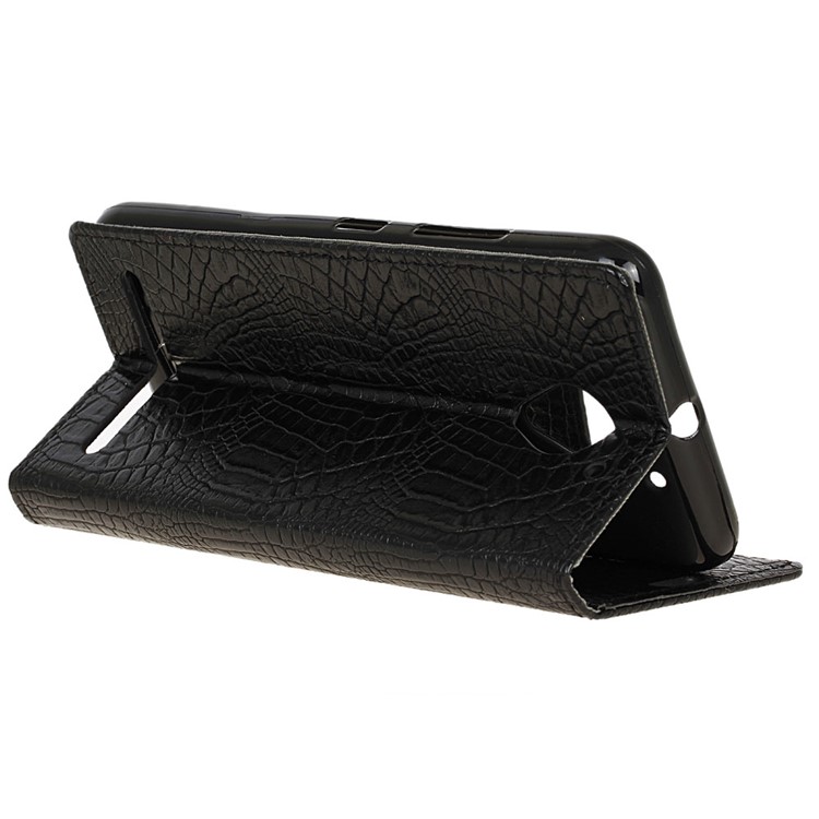 Crocodile Texture Wallet Leather Phone Case for Lenovo Vibe C2 Power - Black-6