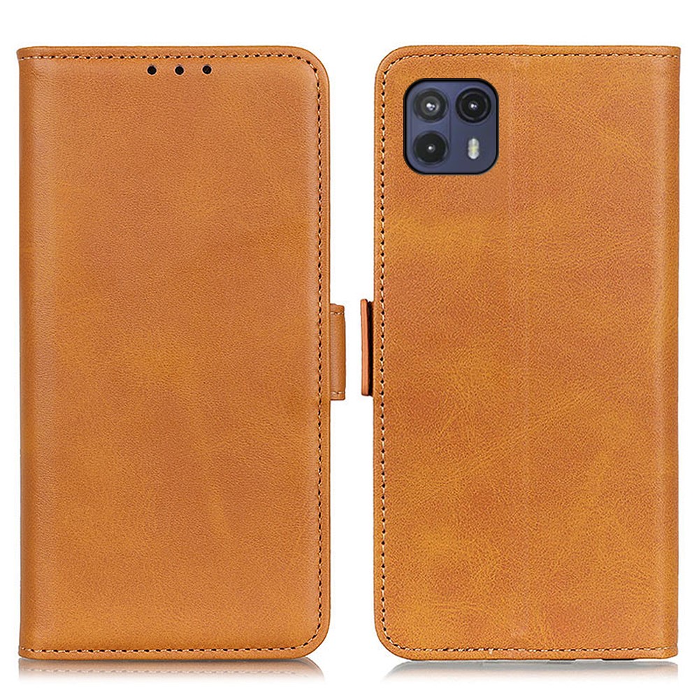 Side Magnetic Clasp Wallet Stand Design Scratch-resistant Leather Case for Motorola Moto G50 5G - Brown-1