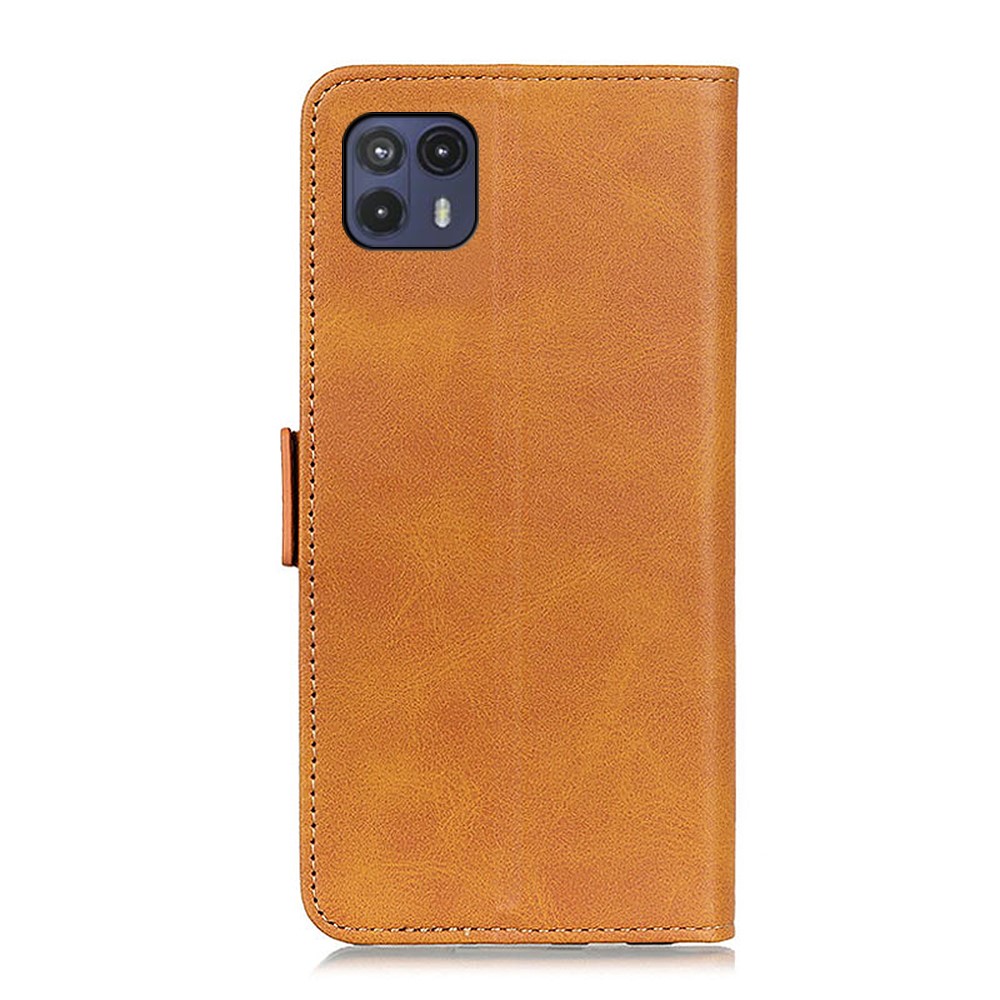 Side Magnetic Clasp Wallet Stand Design Scratch-resistant Leather Case for Motorola Moto G50 5G - Brown-3