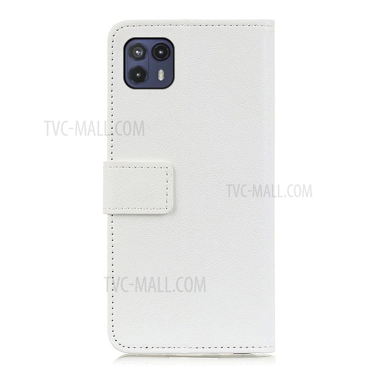 PU Leather Cover Wallet Stand Case Anti-collision Phone Protector for Motorola Moto G50 5G - White-3