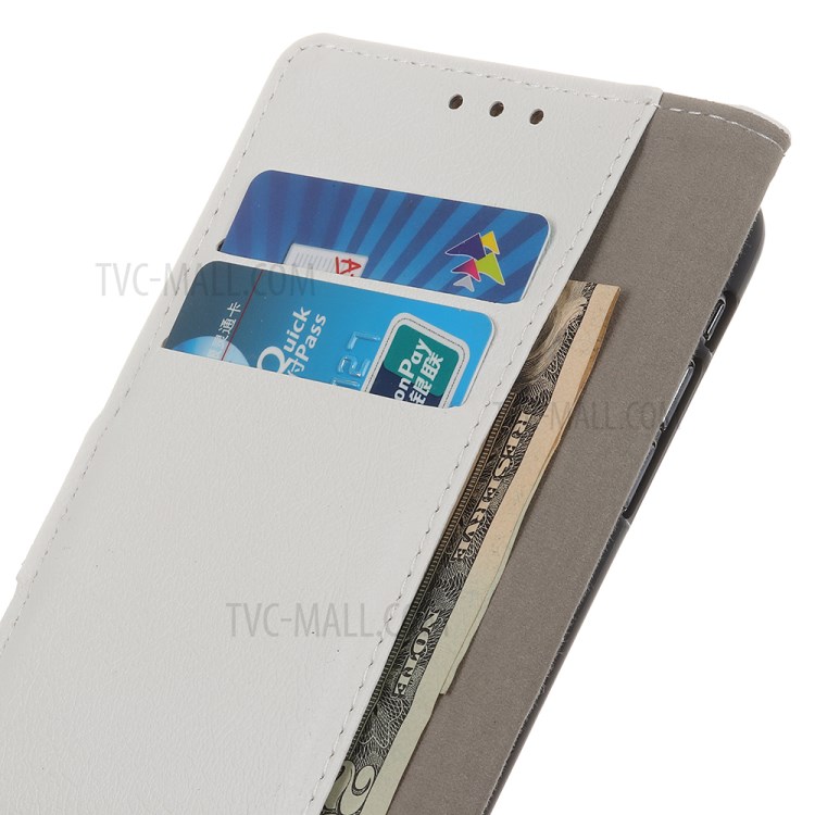 PU Leather Cover Wallet Stand Case Anti-collision Phone Protector for Motorola Moto G50 5G - White-7