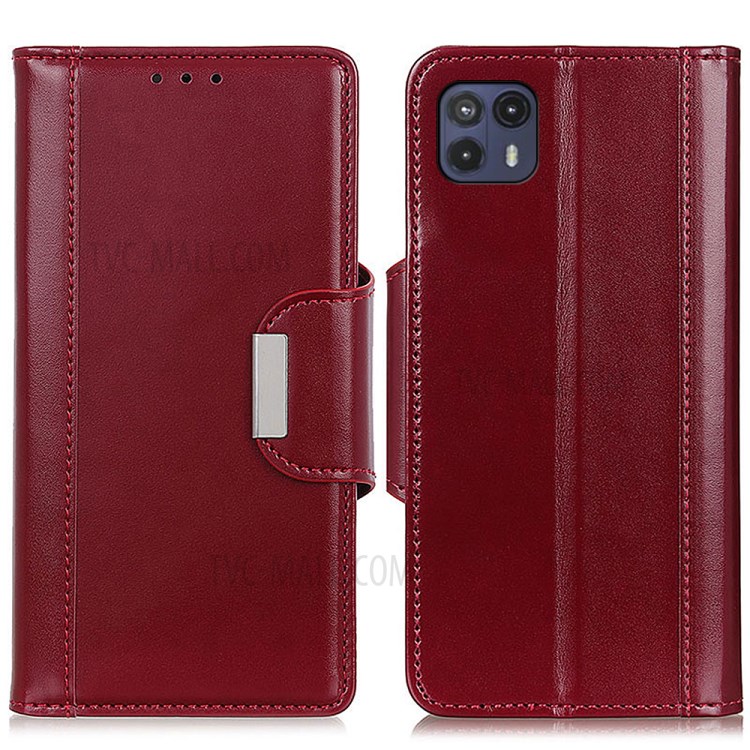 PU Leather Wallet Stand Protection Case Anti-drop Phone Shell for Motorola Moto G50 5G - Red-1