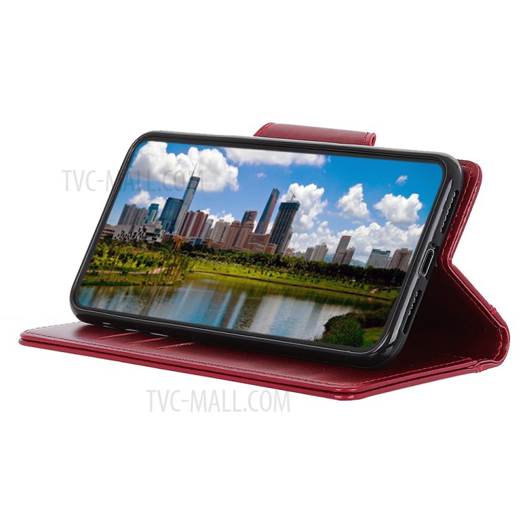 PU Leather Wallet Stand Protection Case Anti-drop Phone Shell for Motorola Moto G50 5G - Red-5