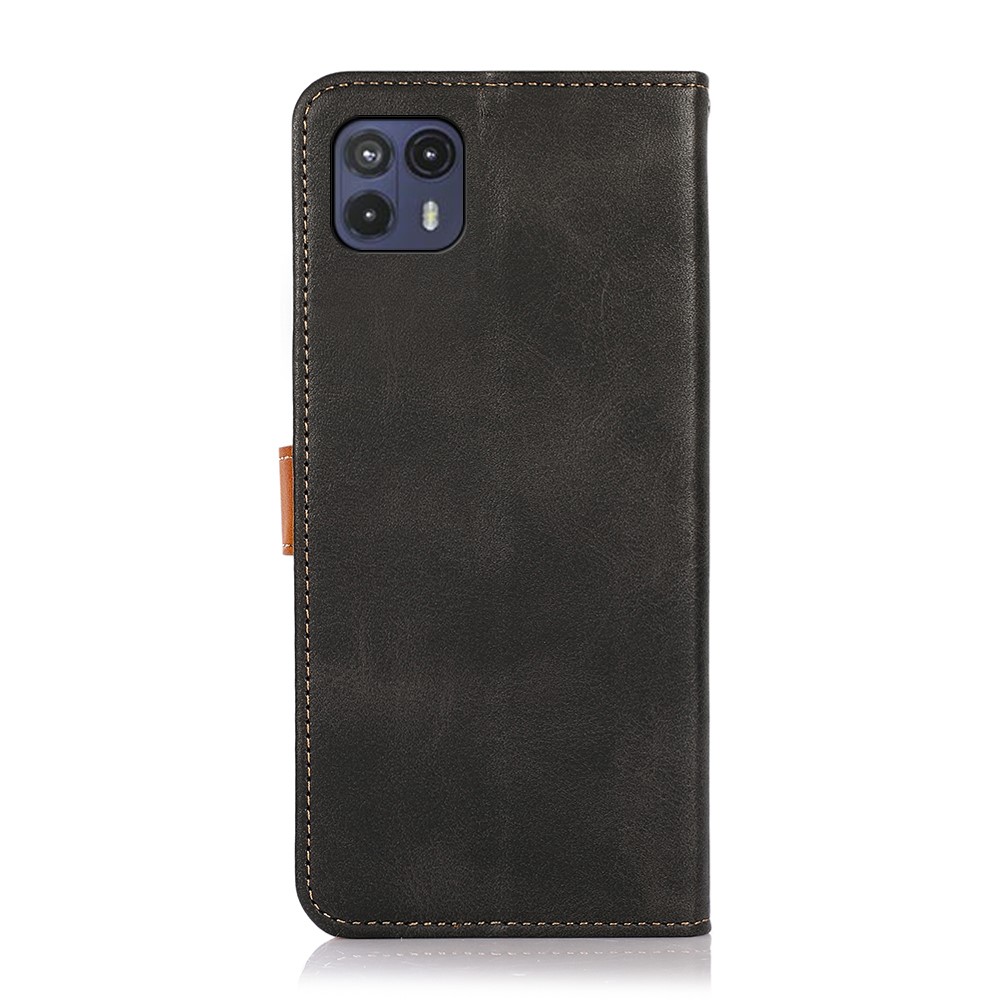 KHAZNEH Stand Wallet Leather Cover with Golden Magnetic Clasp Cellphone Guard for Motorola Moto G50 5G - Black-3