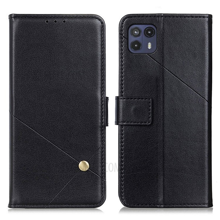 Wallet Stand PU Leather Mobile Phone Shell Anti-fall Protection Case for Motorola Moto G50 5G - Black-1